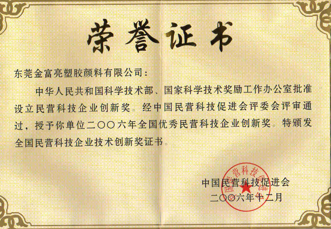 榮譽(yù)證書(中國(guó)民營(yíng)科技企業(yè))